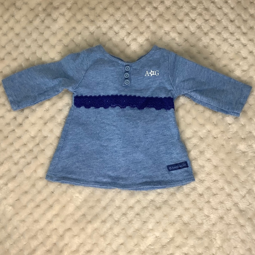 American Girl Doll Blue Top Lace Detail and Logo 18 inch Doll Clothes 💙👗
